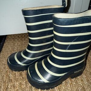 Polarn O. Pyret Kids Rain Boots - Navy and Cream Stripes
